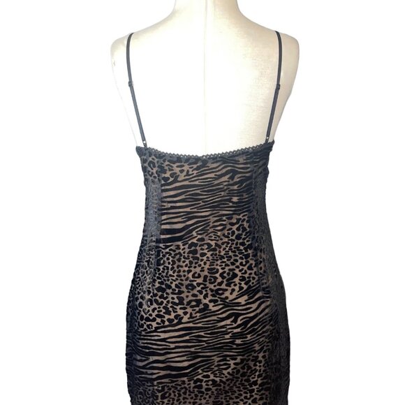 superdown Loraine Mini Dress in Black Leopard XXSmall New Womens Burnout Velvet - Picture 7 of 10